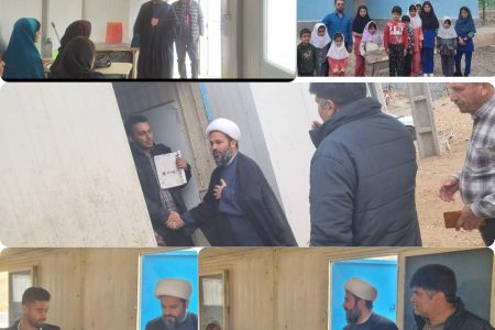 بازدید امام جمعه شهرستان اندیکا از مدرسه عشایری شیرین بهار و بوسه ایشان بر دست معلم عشایری