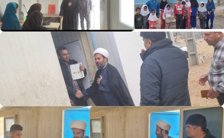 بازدید امام جمعه شهرستان اندیکا از مدرسه عشایری شیرین بهار و بوسه ایشان بر دست معلم عشایری